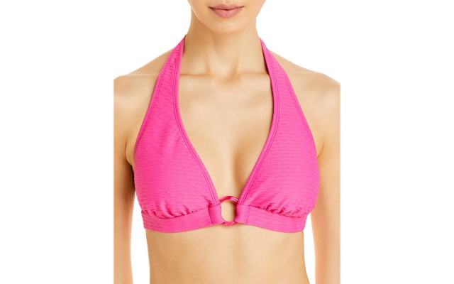 Shoshanna Azalea Tide Halter Bikini Top, Pink, Size D