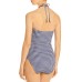 Gingham Halter One Piece Swimsuit, Blue, 6