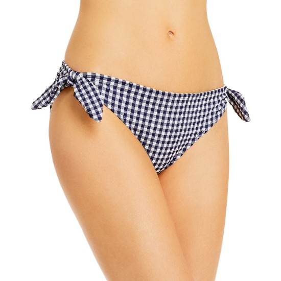  Gingham Tie Bikini Bottom, Navy, X-Small