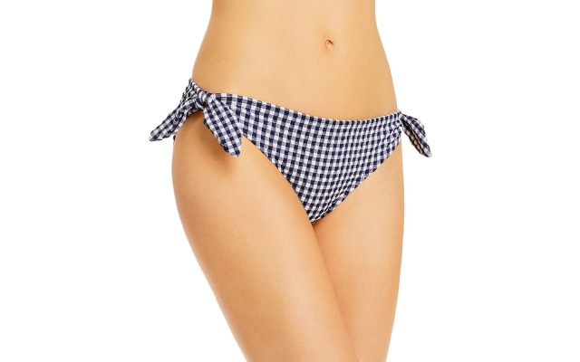  Gingham Tie Bikini Bottom, Navy, X-Small