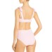  Ribbed Tie Strap Bikini Top, Pink, D