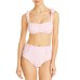  Ribbed Tie Strap Bikini Top, Pink, D