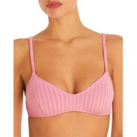 Solid & Striped The Rachel Ribbed Bikini Top, Pink, Small