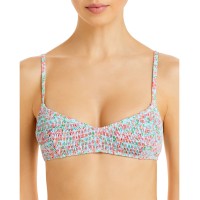 Solid & Striped  Women’s The Rachel Smocked Floral Bikini Tops, Multi, X-Large