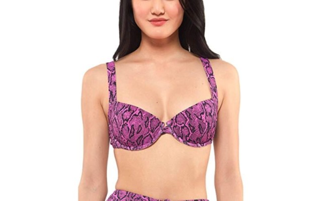 Solid & Striped Womens Snake Print Lined Swim Top Separates, Pink, X-Large