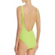 Solid & Striped The Anne-Marie Button-Placket Ribbed One Piece Swimsuit, Green, X-Small