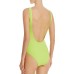 Solid & Striped The Anne-Marie Button-Placket Ribbed One Piece Swimsuit, Green, Medium