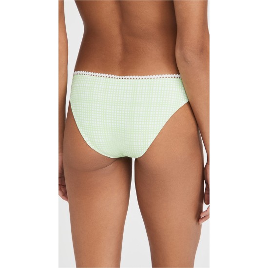 Solid & Striped The Daphne Gingham Bikini Bottoms, Green, X-Small