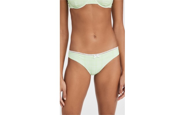 Solid & Striped The Daphne Gingham Bikini Bottoms, Green, X-Small