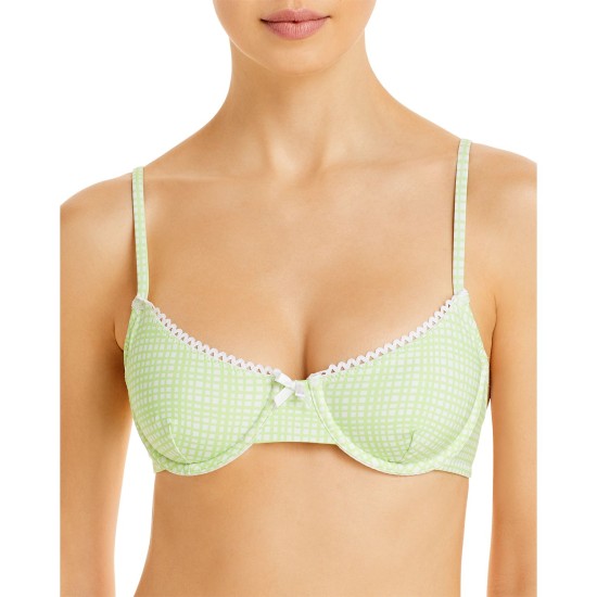 Solid & Striped The Daphne Gingham Underwire Bikini Top, Green, Large