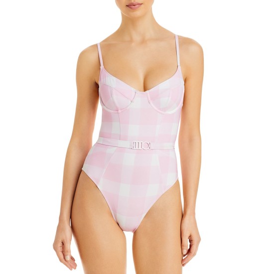 Solid & Striped The Spencer Gingham One Piece Swimsuit, Pink, Small
