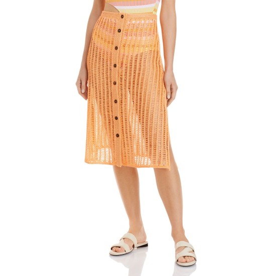 Solid & Striped Vivienne Cover Up Skirt, Orange, Orange, Small