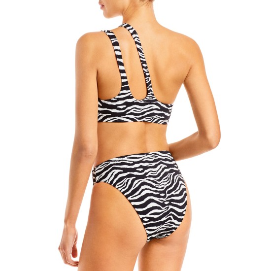 Solid & Striped Women's Animal Print Lined The Brody Bikini Bottoms, Black, Medium