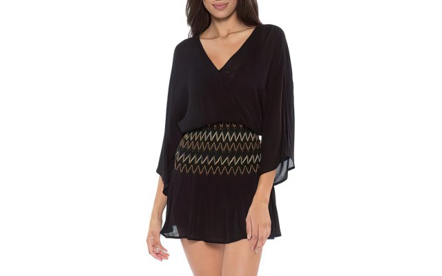 Soluna Womens Embroidered V-Neck Dress Swim Cover-up