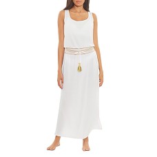 Soluna Women’s Sunset Multi Smocked Waist Maxi Dress Swim Cover Up White M