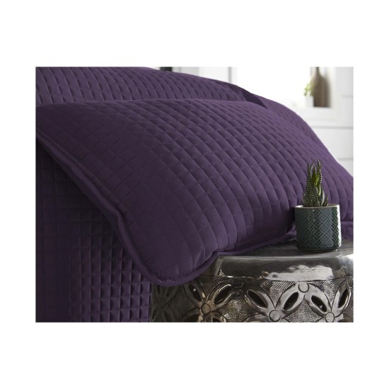  Oversized Lightweight Quilt and Sham Set, Purple, Kingcalifornia King