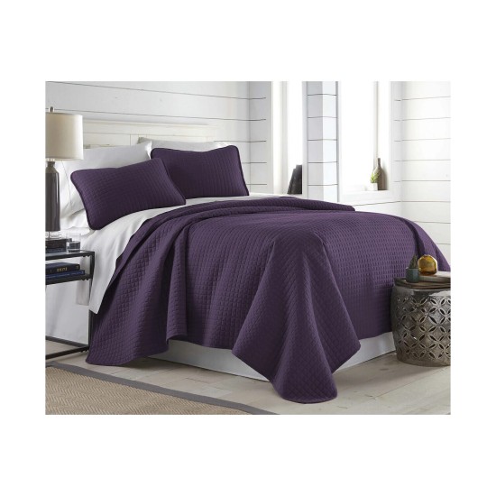  Oversized Lightweight Quilt and Sham Set, Purple, Kingcalifornia King