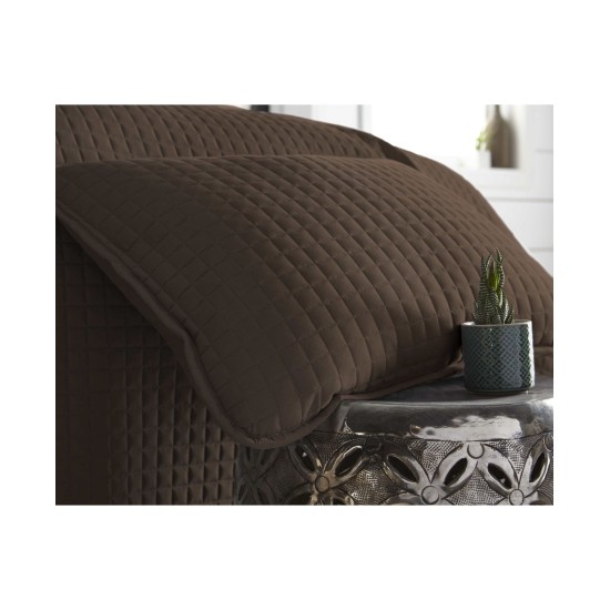  Oversized Lightweight Quilt and Sham Set Bedding, Full/Queen, Brown