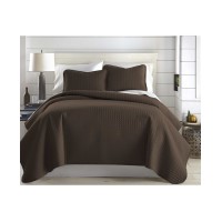 Southshore Fine Linens Oversized Lightweight Quilt and Sham Set Bedding, Full/Queen, Brown