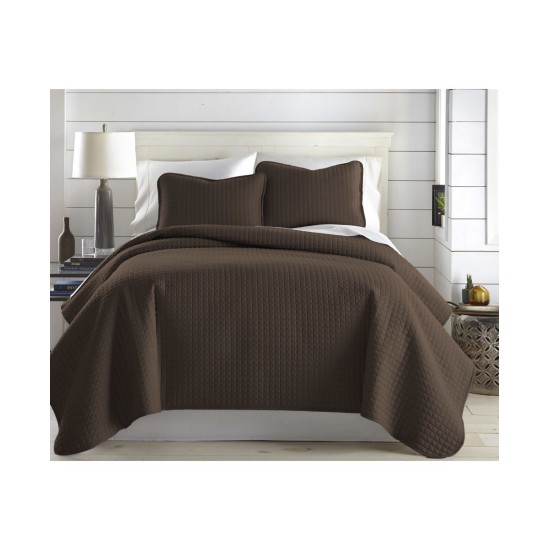  Oversized Lightweight Quilt and Sham Set Bedding, Full/Queen, Brown