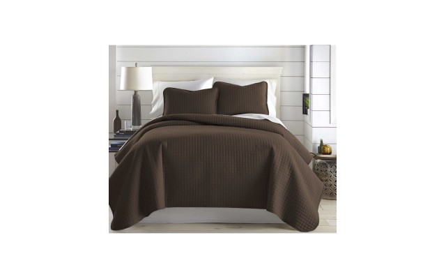  Oversized Lightweight Quilt and Sham Set Bedding, Full/Queen, Brown