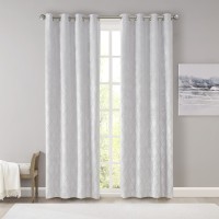 Sun Smart Oxford Silver Total Blackout Diamond Jacquard Window Curtain Panel 50 W X 95 L