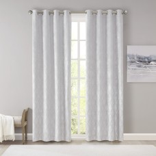 Sun Smart Oxford Silver Total Blackout Diamond Jacquard Window Curtain Panel 50 W X 95 L
