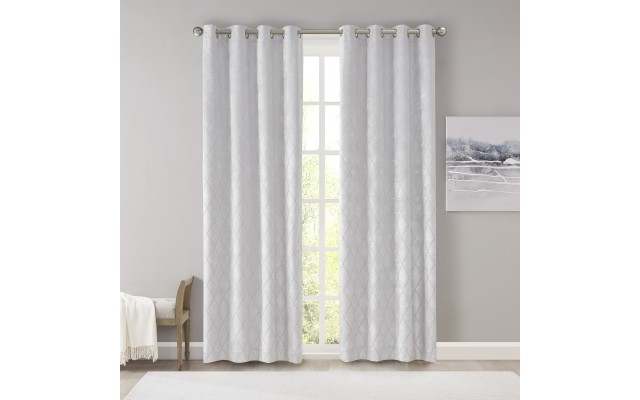  Oxford Silver Total Blackout Diamond Jacquard Window Curtain Panel 50 W X 95 L