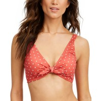 Sundazed Printed Tie-Front Underwire Bikini Top, Terracotta, 36 C