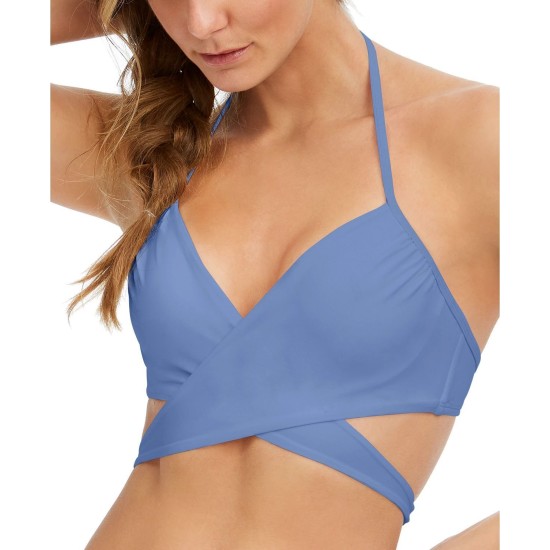  Simone Wrap Bikini Top, Blue, 34 C
