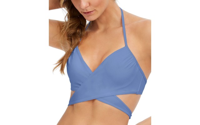  Simone Wrap Bikini Top, Blue, 34 C