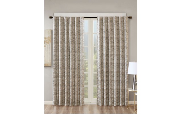  Cassius 50″ x 95″ Marble Jacquard Total Blackout Window Panel, Silver, 50×84