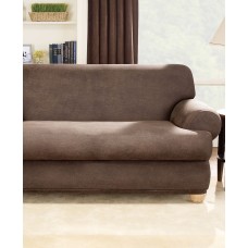 Sure Fit Stretch Faux Leather Separate Seat Sofa Slipcover, Brown