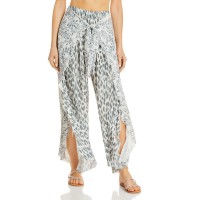Surf Gypsy Printed Wrap Pants Swim Cover-Up, Gray, Medium
