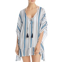 Surf Gypsy Ruffled Lace-Up Swim Cover-Up, Medium, Blue