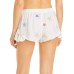  Star Print Embellished Shorts Swim Cover-Up, white, Medium