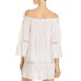  Womens Striped Sequins Caftan Swim Cover-Up Ivory M