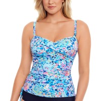 Swim Solutions Adjustable-Side-Tie Underwire Tankini Top, Blue,10