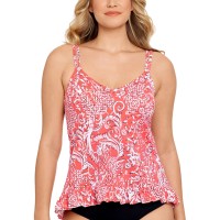 Swim Solutions Mix It Up Tankini Top,Orange, 8
