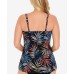  Palm-Print Tankini Top, Black/Multi, 10