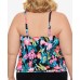  Plus Size In Living Color Blouson Tankini Top, Multi, 18W