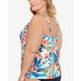  Plus Size Montego Bay Printed Underwire Tankini Top, 24W, Multicolor