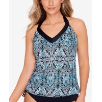Swim Solutions Printed Ring-Back Tankini Top, Multi, 16