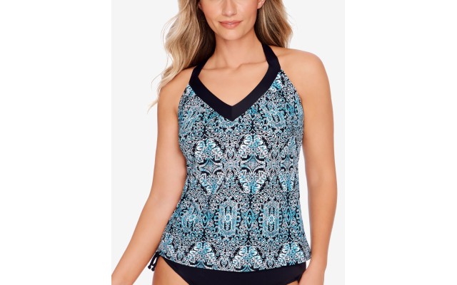  Printed Ring-Back Tankini Top, Multi, 16