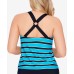  Striped Ring-Back Tankini Top, 12, Black/Blue