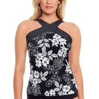 Swim Solutions Underwire Tankini Top, Black,12