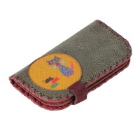 The Season Essentials Handmade Womens Vegan Wallet Water-based Print Eco Friendly Faux Leather Wallet, Green, Cats and Mice