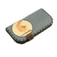 The Season Essentials Handmade Womens Vegan Wallet Water-based Print Eco Friendly Faux Leather Wallet, Blue, Bird