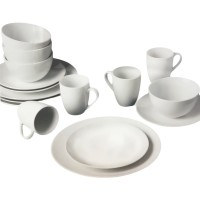 The Season Essentials White Ceramic 16 Piece Dinnerware Set