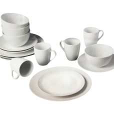 The Season Essentials White Ceramic 16 Piece Dinnerware Set